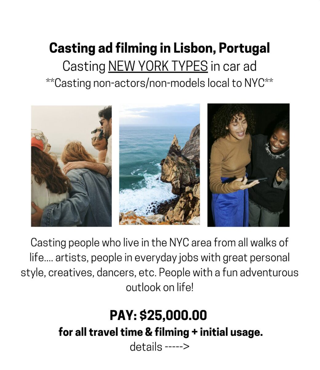Documentary style casting NYC seeking people for car ad filming in Lisbon, Portugal